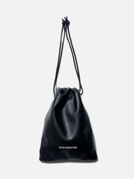 COOTIE / Fake Leather Drawstring Bag -Black-