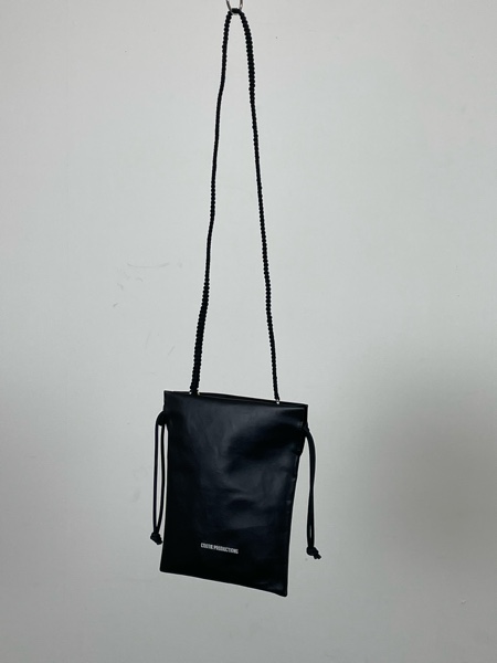 COOTIE / Fake Leather Drawstring Bag -Black-