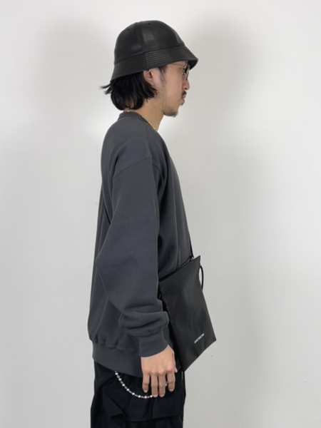 COOTIE / Fake Leather Drawstring Bag -Black-