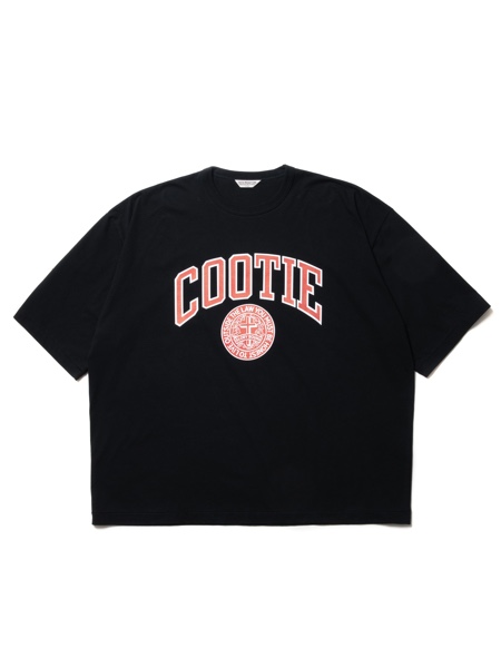 COOTIE / Print Oversized S/S Tee (COLLEGE) -Black-