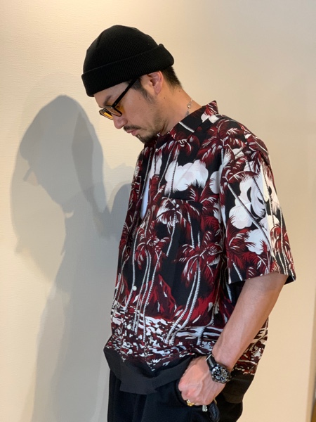 COOTIE 20SS Palm Tree Open-Neck アロハシャツ