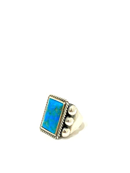 LARRY SMITH / 6 POINT RECTANGLE TURQUOISE RING -18K BACK POINT-