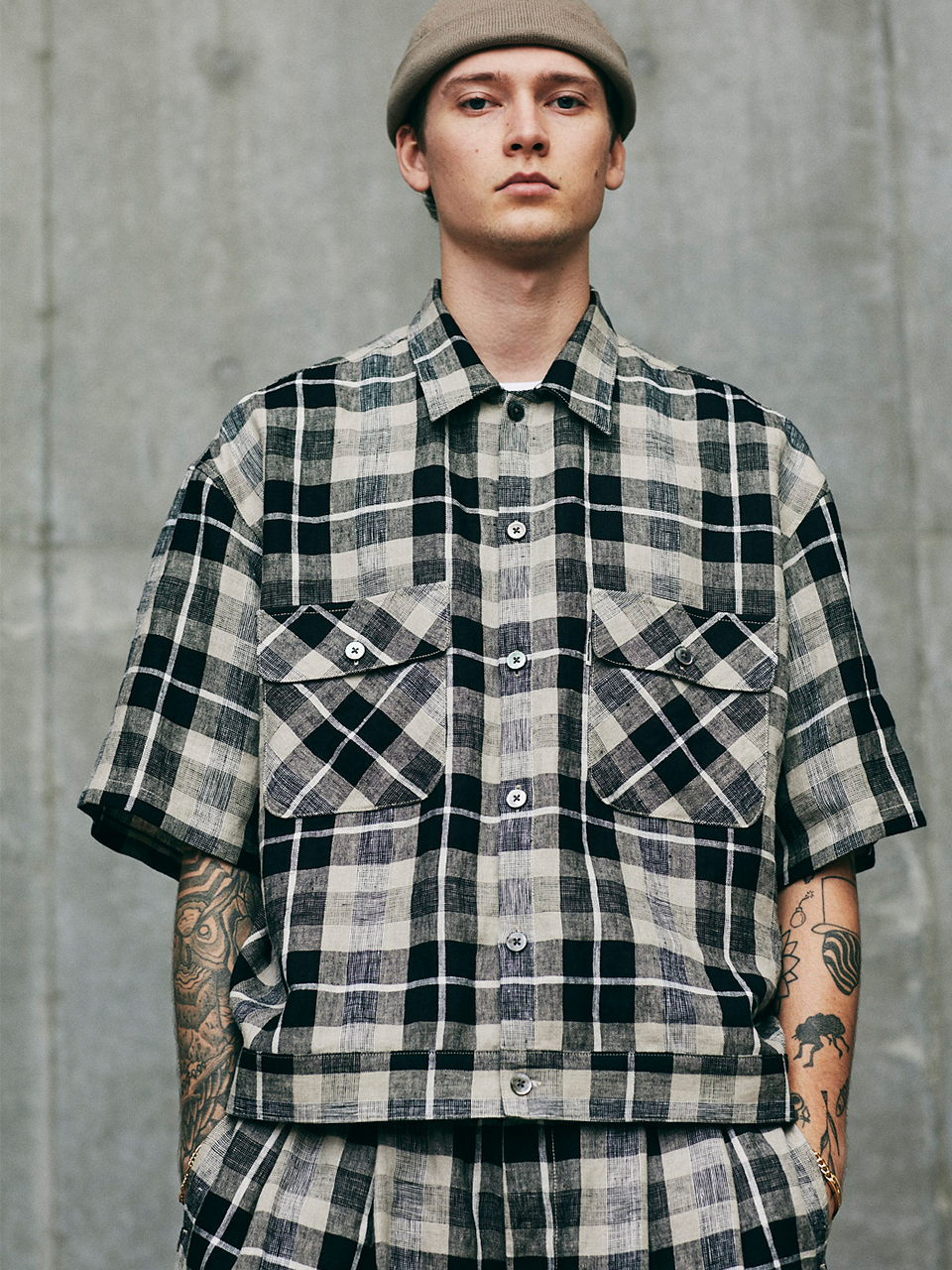 COOTIE クーティ 通販 Linen Check Work S/S Shirt