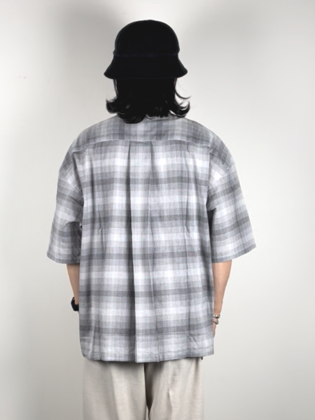 COOTIE / Ombre Check S/S Shirt -White×Gray-