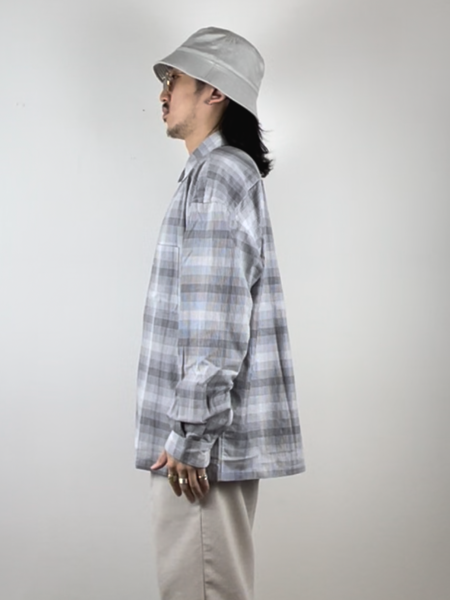 COOTIE / Ombre Check L/S Shirt -White×Gray-