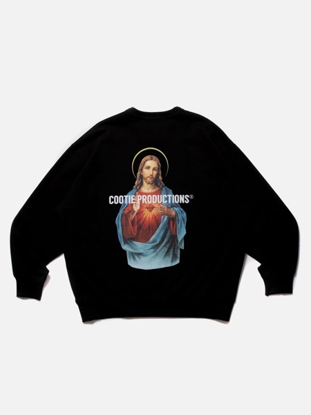 COOTIE / Print Crewneck Sweatshirt (JESUS) -Black-