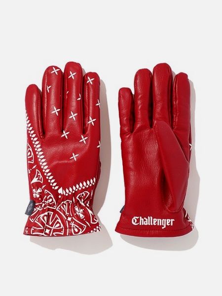 CHALLENGER / BANDANA LEATHER GLOVE -Red-