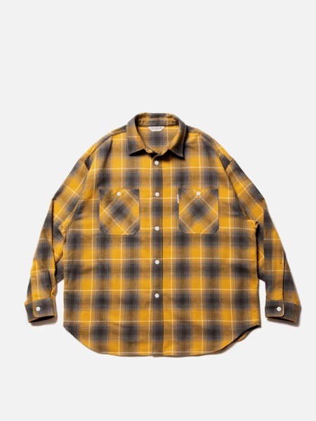 COOTIE / Ombre Nel Check Work Shirt -Mustard-