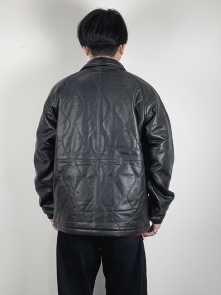 CHALLENGER / QUILTING LEATHER JACKET -Black-