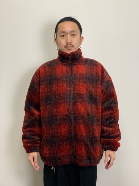 COOTIE / Ombre Boa Check Track Jacket -Red-