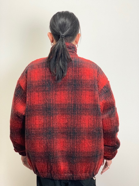 COOTIE / Ombre Boa Check Track Jacket -Red-